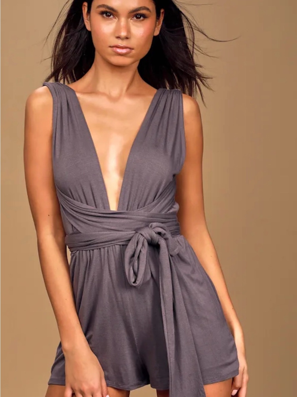 Lulus NWT Dusty Purple Convertible Plunge Romper XS Balletcore coquette romantic